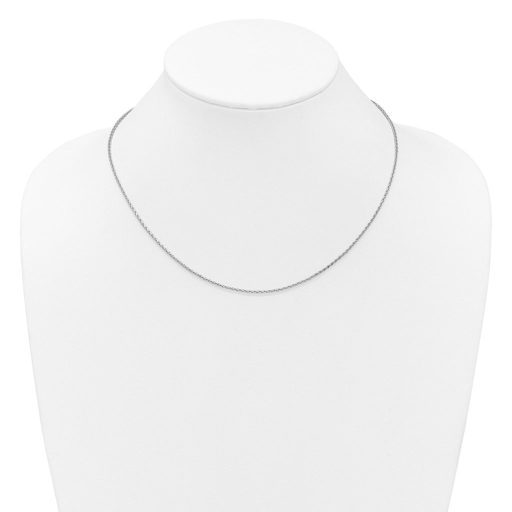 Sterling Silver RH-plt 1.6mm D/C Spiga 1in+1in Adjustable Chain