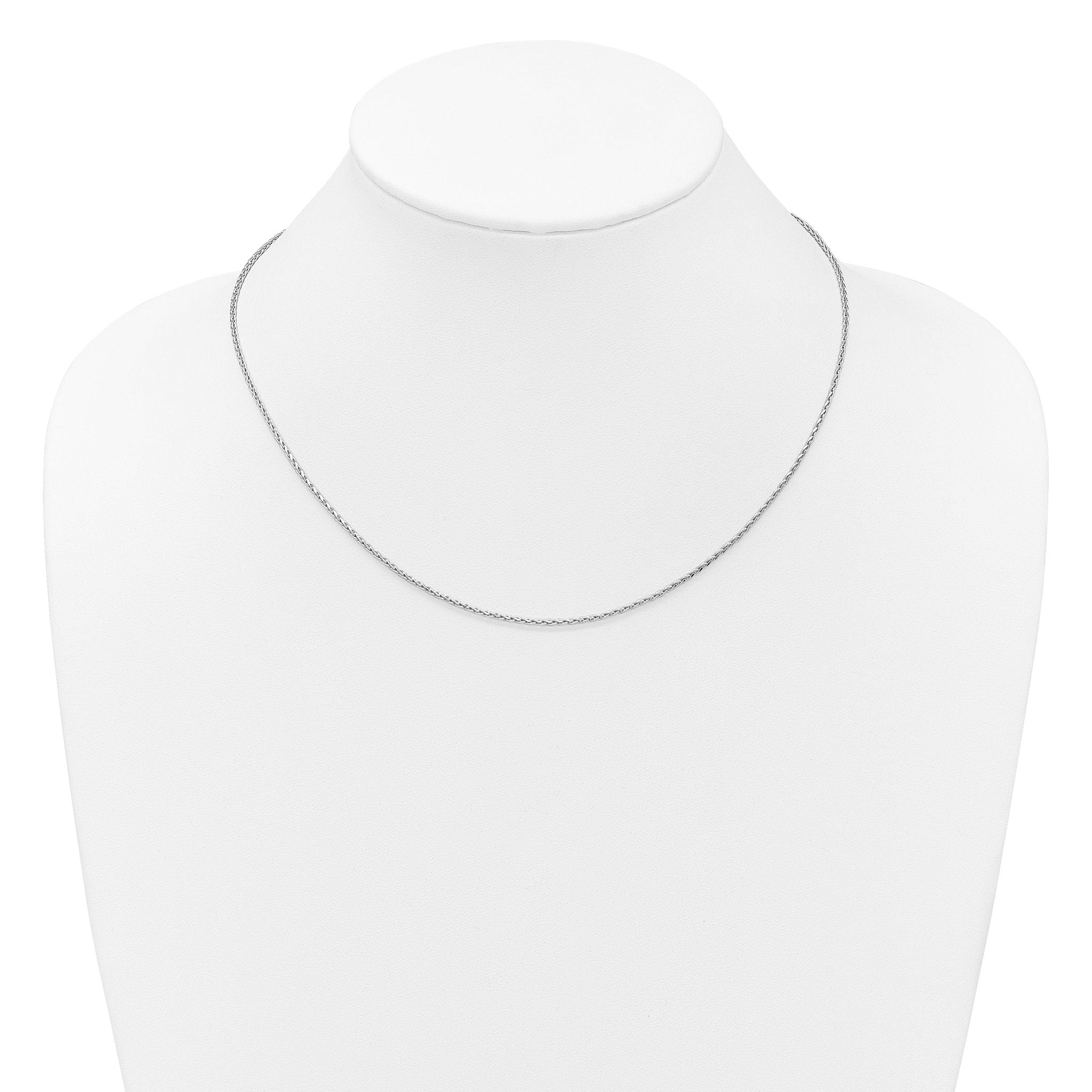 Sterling Silver RH-plt 1.6mm D/C Spiga 1in+1in Adjustable Chain