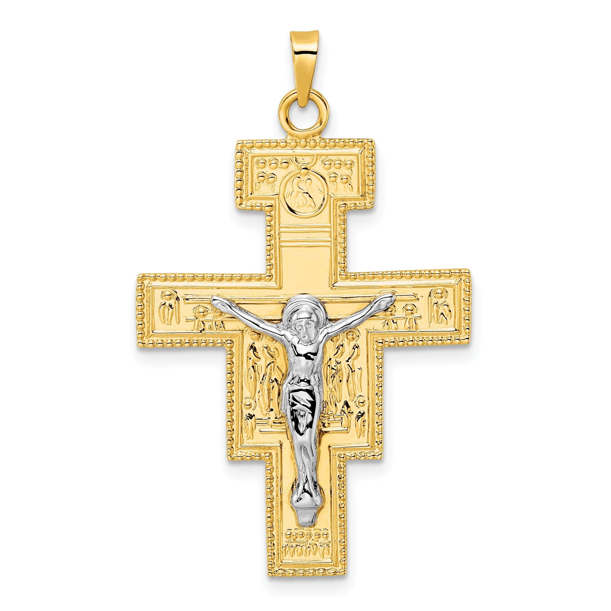 14k Two-tone Polished Fancy Solid Cross Pendant Main image
