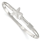 Sterling Silver 925 Starfish Bangle with Polished and Textured Finish