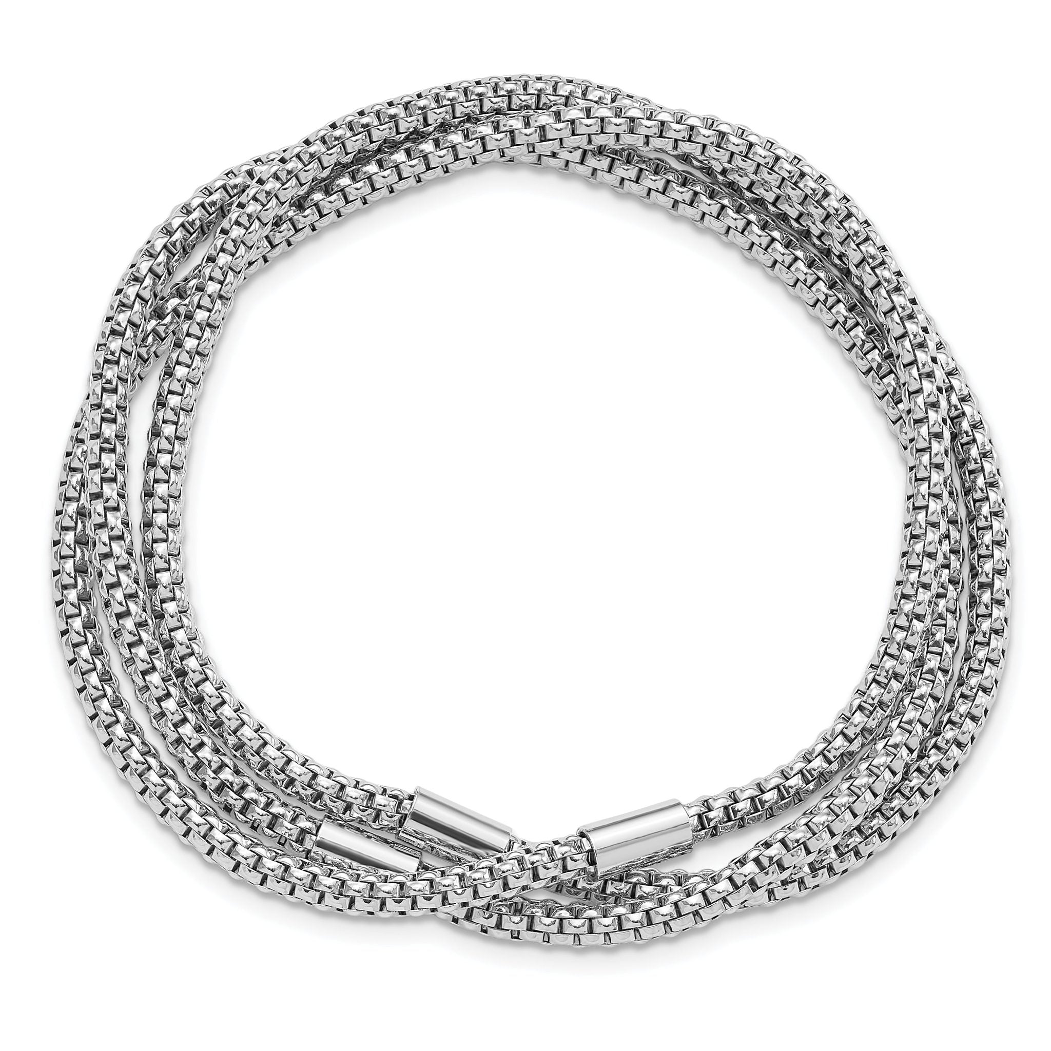 Sterling Silver Rhodium-plated 3 Intertwined Stretch Mesh Bracelets Secondary image