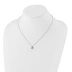 Sterling Silver Diamond Starfish Necklace with Rhodium Polish and Extender