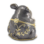 Luxury Giftware by Jere Pewter Bejeweled Crystals Gold-tone Enameled UNCLE JOE Chubby Mouse Trinket Box with Matching 18 Inch Necklace