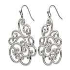 Stainless Steel Polished Filigree Cubic Zirconia Drop Dangle Earrings for Women
