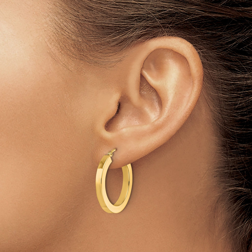 10k 3mm Polished Square Hoop Earrings