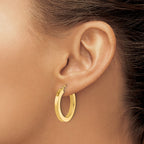 10k 3mm Polished Square Hoop Earrings