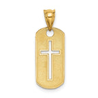 14K Gold Cross Cut-Out Pendant with Polished & Textured Finish