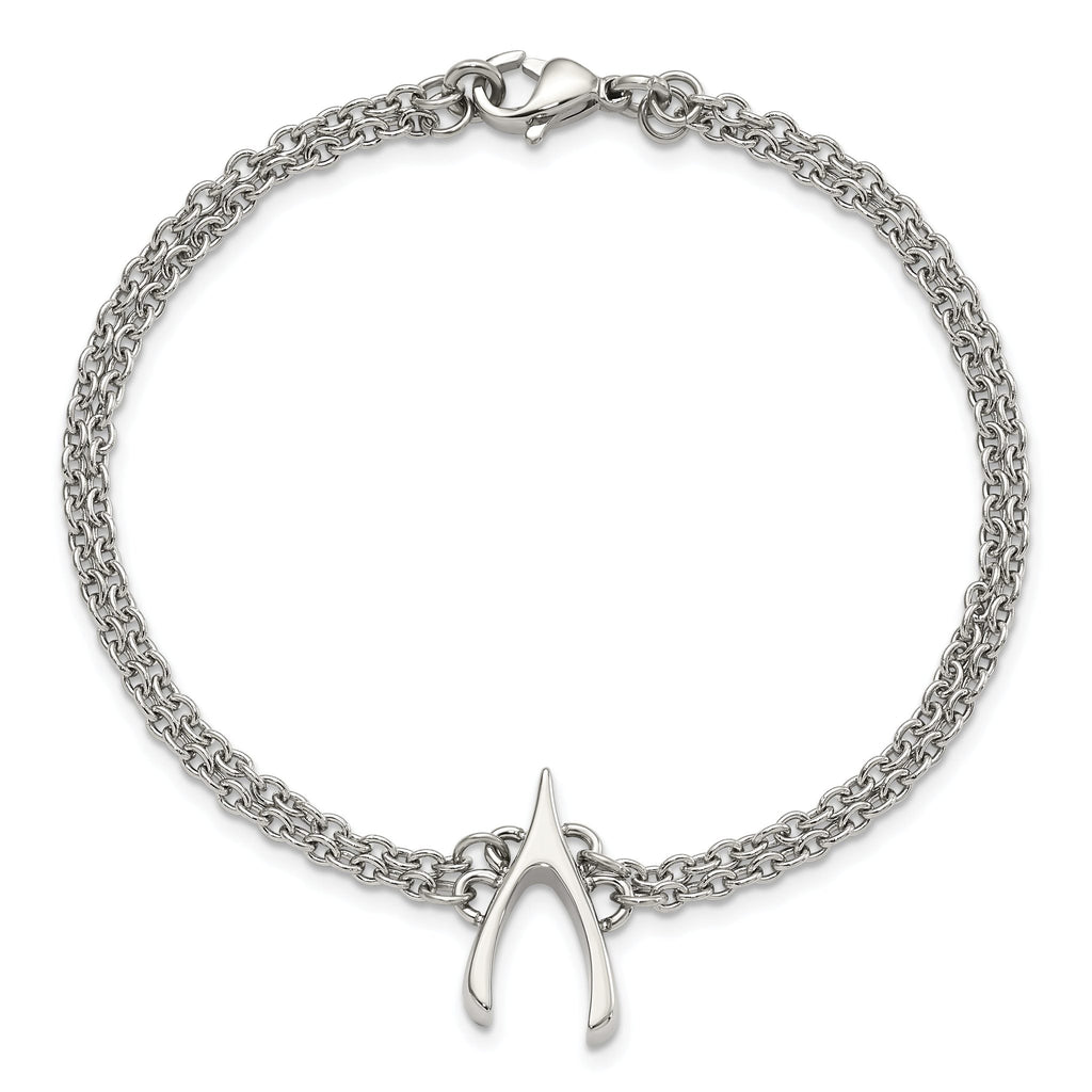 Stainless Steel Polished 2-Strand Wishbone Bracelet for Women
