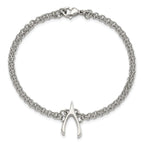 Stainless Steel Polished 2-Strand Wishbone Bracelet for Women