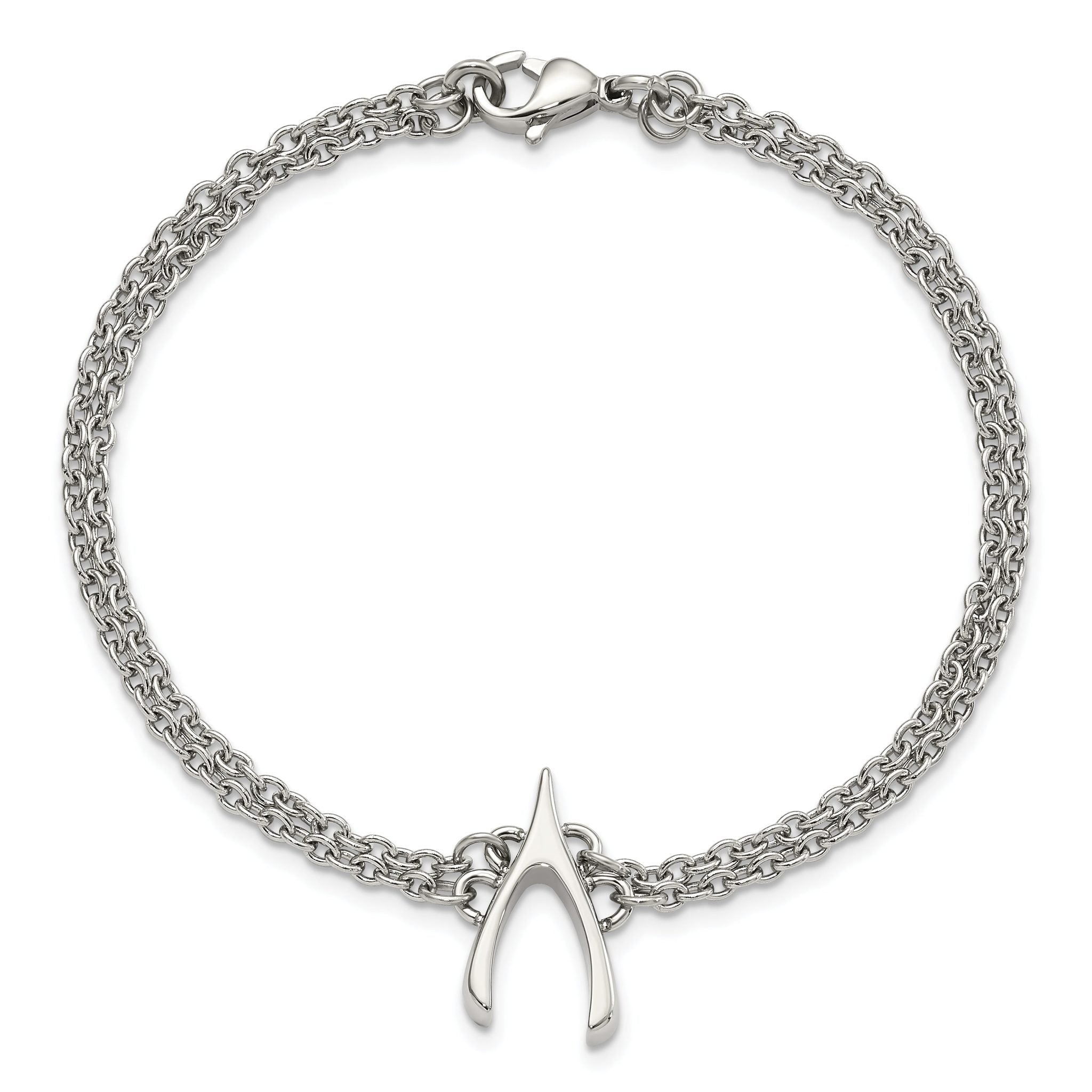 Stainless Steel Polished 2-Strand Wishbone Bracelet for Women