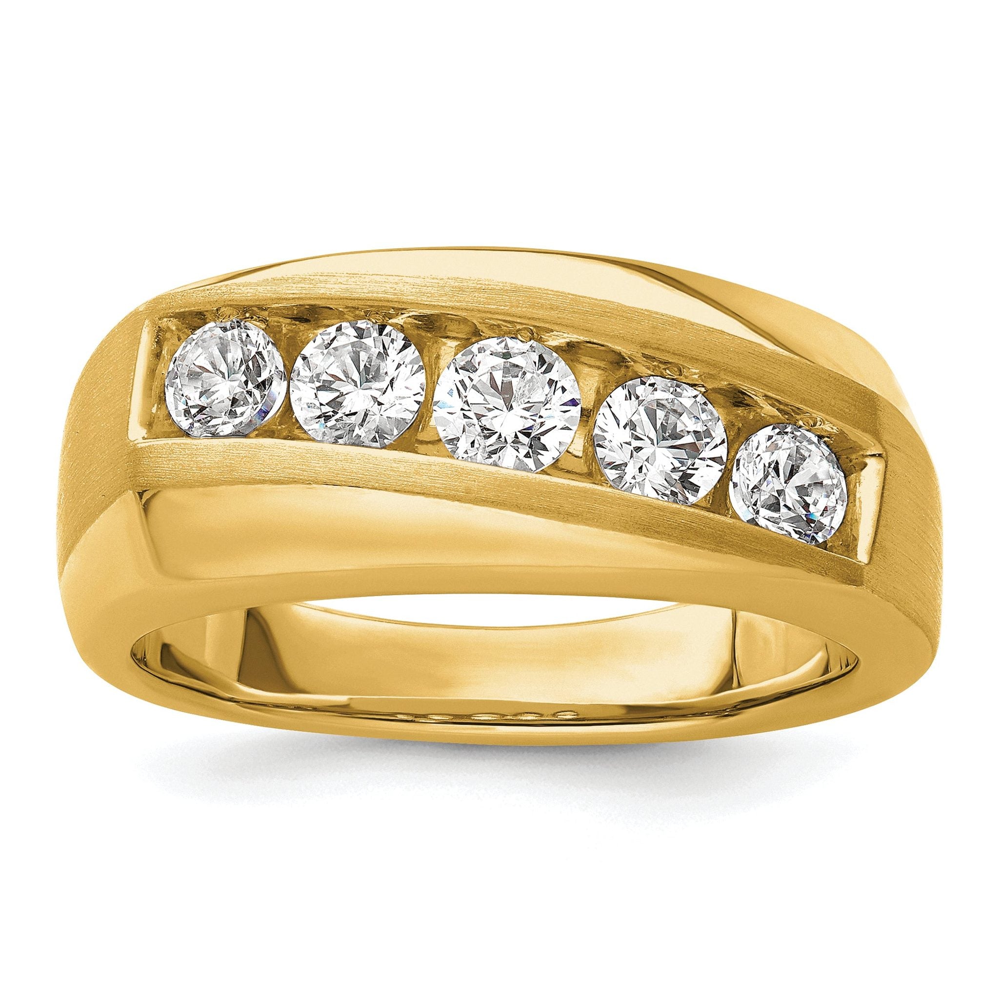 10k 1 carat Lab Grown Diamond VS/SI+ G+ Five Stone Complete Men's Ring