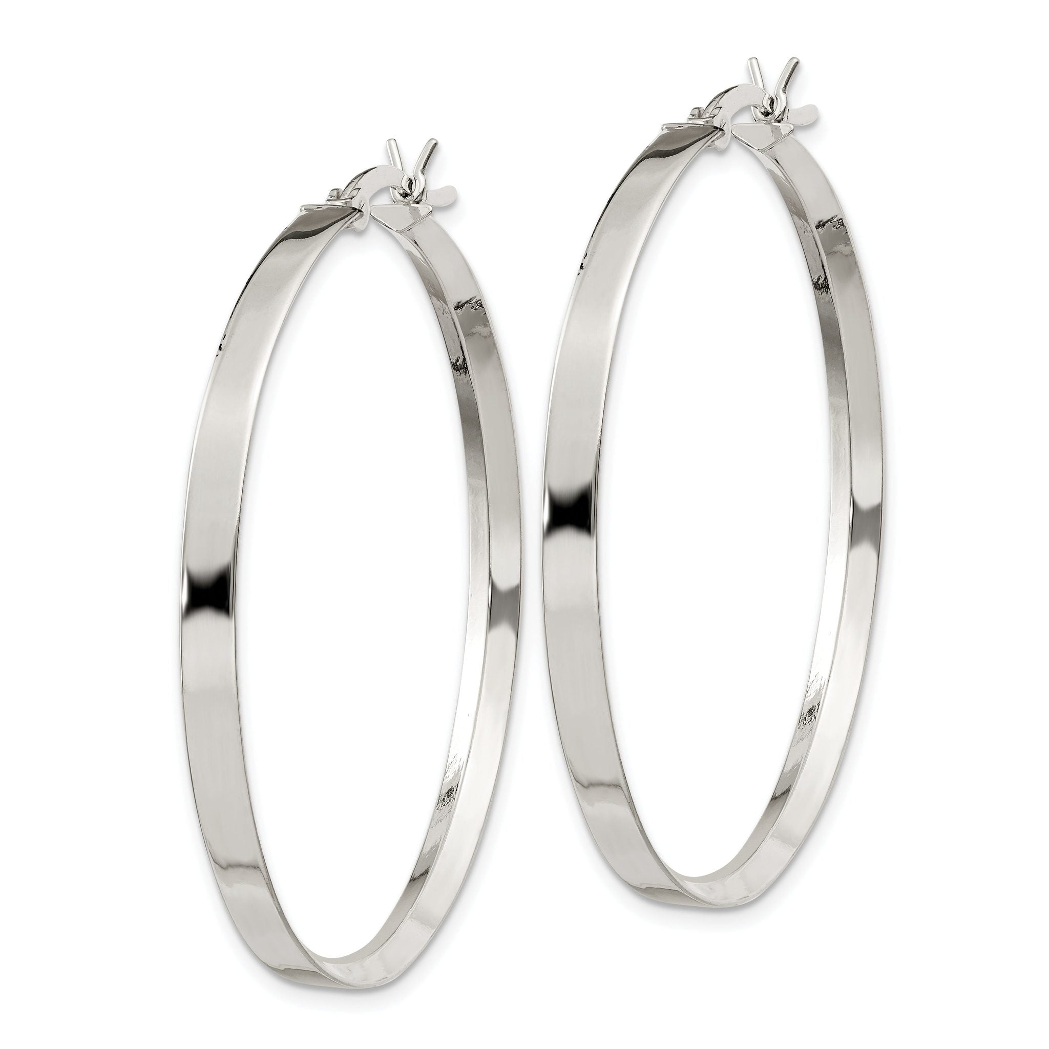Sterling Silver 2.75x40mm Hoop Earrings Secondary image