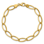 14K Polished Fancy Oval Link Bracelet
