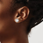 Titanium Polished Square Cubic Zirconia Stud Earrings