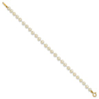 14k 3-4mm White Semi-Round Freshwater Cultured Pearl 4 inch Bracelet