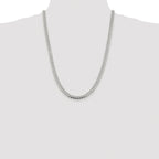 Sterling Silver Rhodium-plated 6.4mm Polished Domed Curb Chain