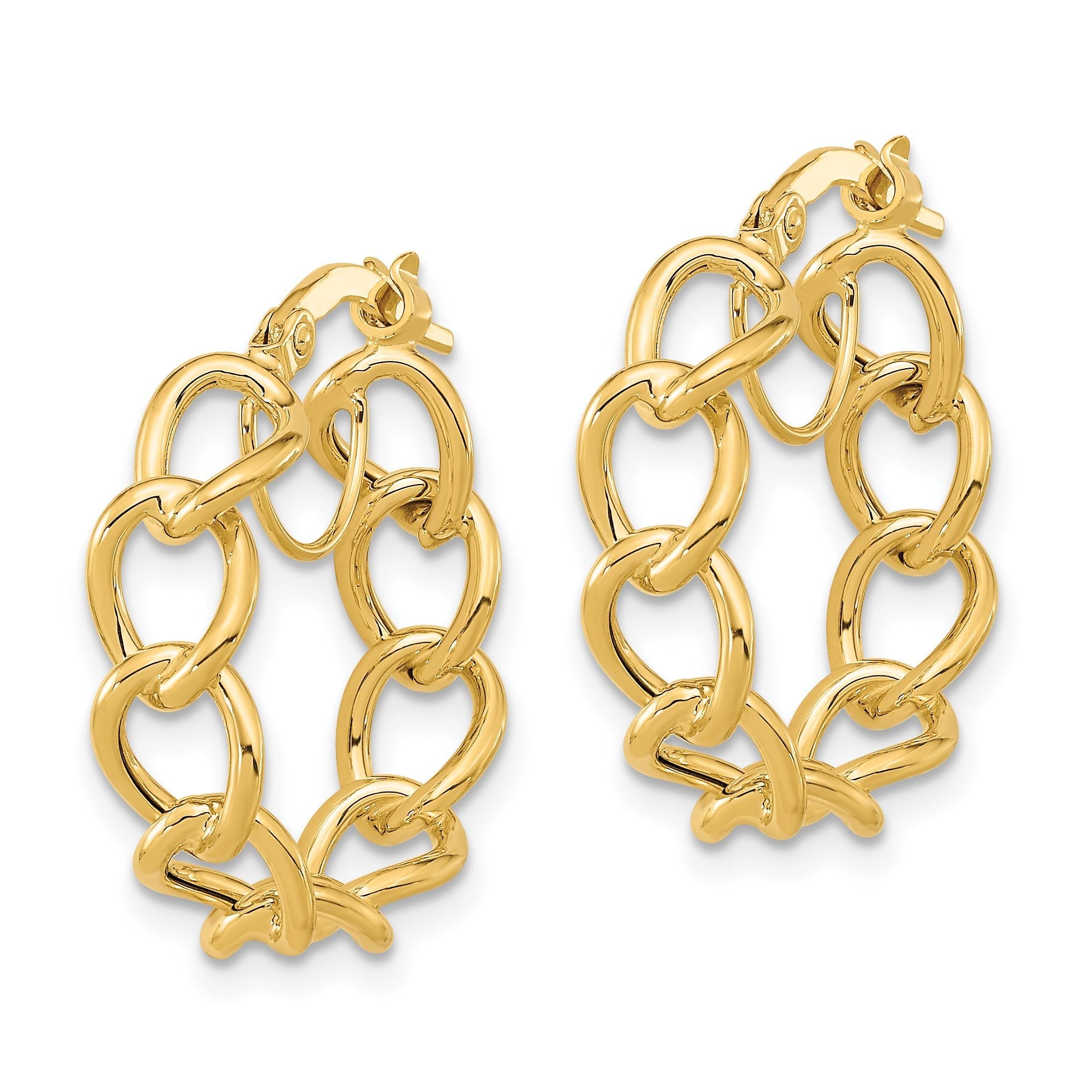 14k Polished Cable Link Circle Hoop Earrings Secondary image