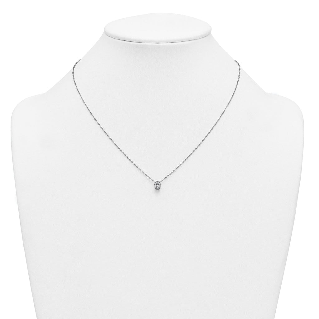 14k White Gold 3/4 carat Lab Grown Diamond VS+ F+ Oval Complete 18 inch Four Prong Pendant Necklace