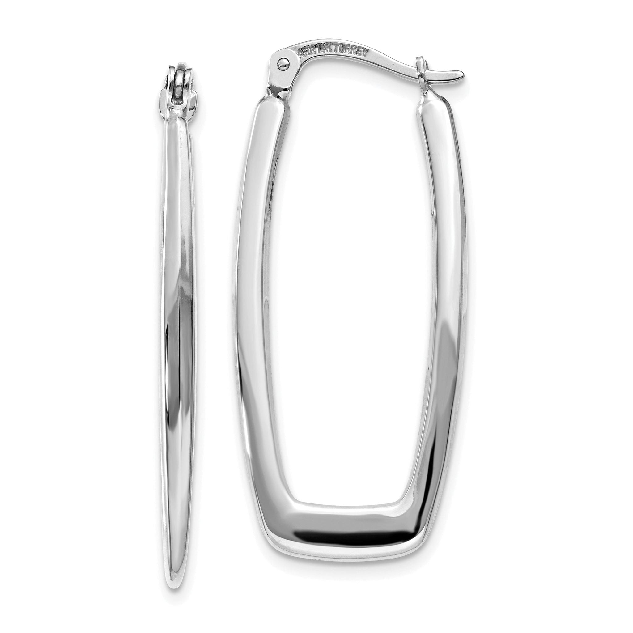 14k White Gold Polished 2.25mm Rectangle Hoop Earrings Main image