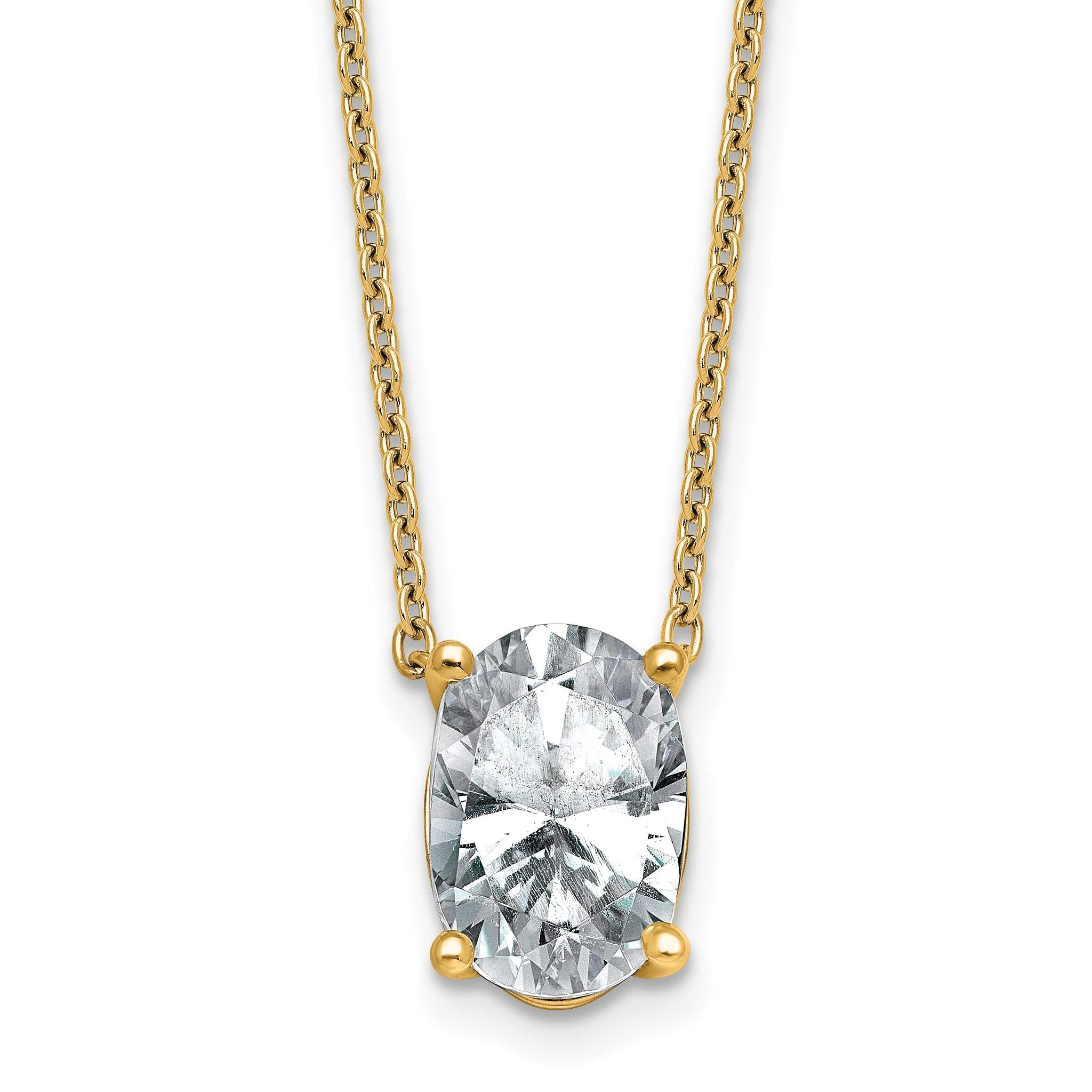 14k 3 1/2 carat Certified Lab Grown Diamond VS+ F+ Oval Complete Four Prong 18 inch Pendant Necklace Main image