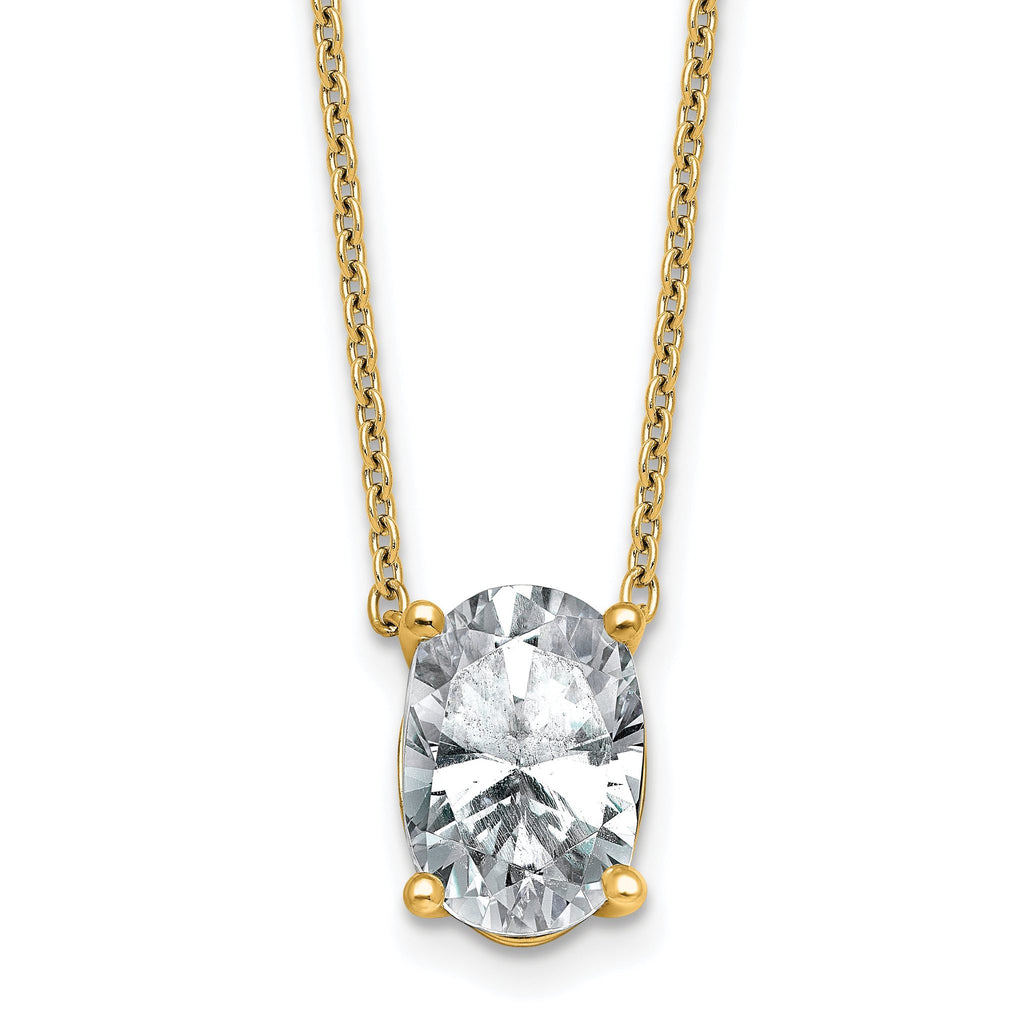 14k 3 1/2 carat Certified Lab Grown Diamond VS+ F+ Oval Complete Four Prong 18 inch Pendant Necklace