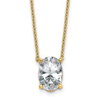 14k 3 1/2 carat Certified Lab Grown Diamond VS+ F+ Oval Complete Four Prong 18 inch Pendant Necklace
