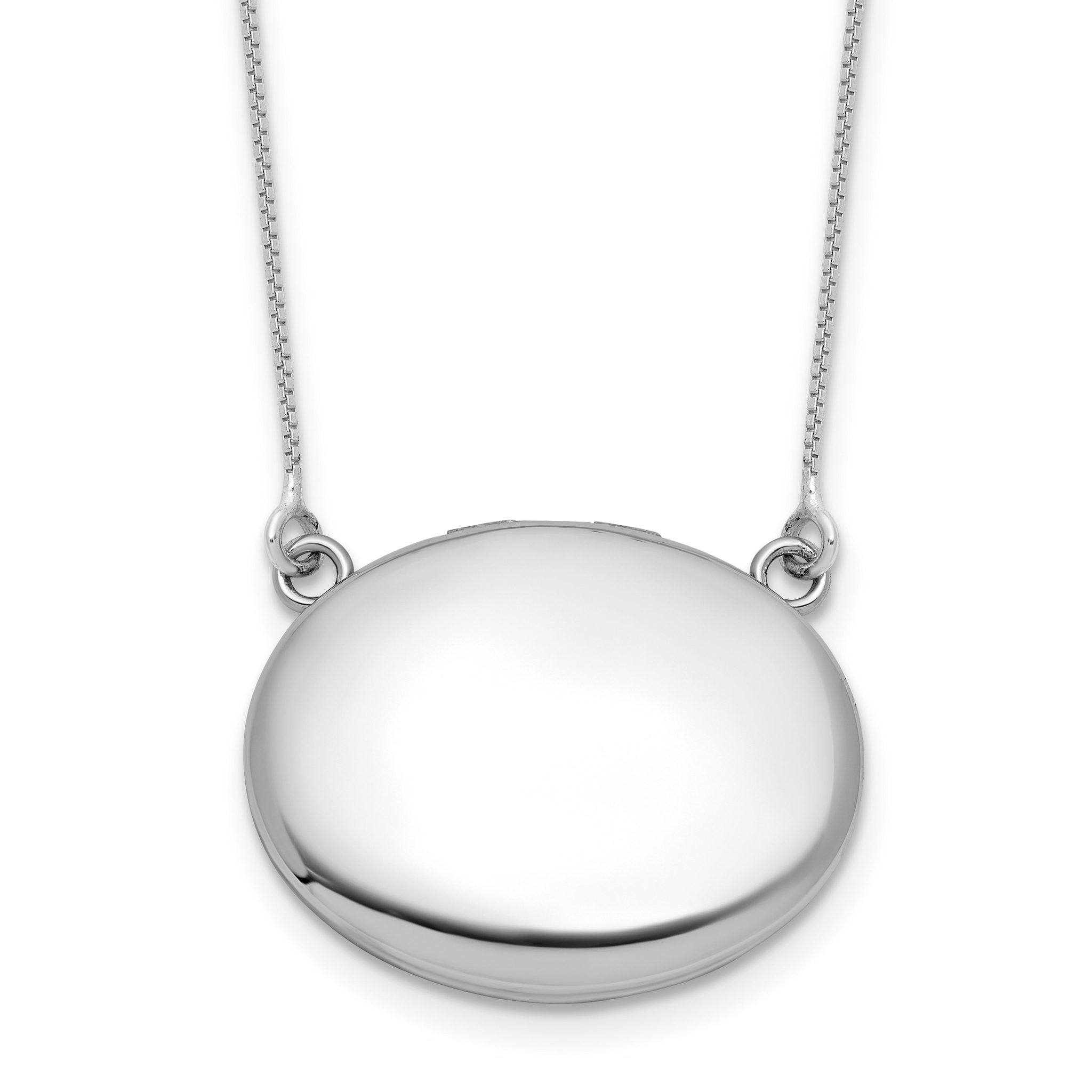 Sterling Silver Rhodium-plated Polished Front/Brushed Back 18.75 inch with 2 inch extension 20mm Oval Locket Necklace Main image