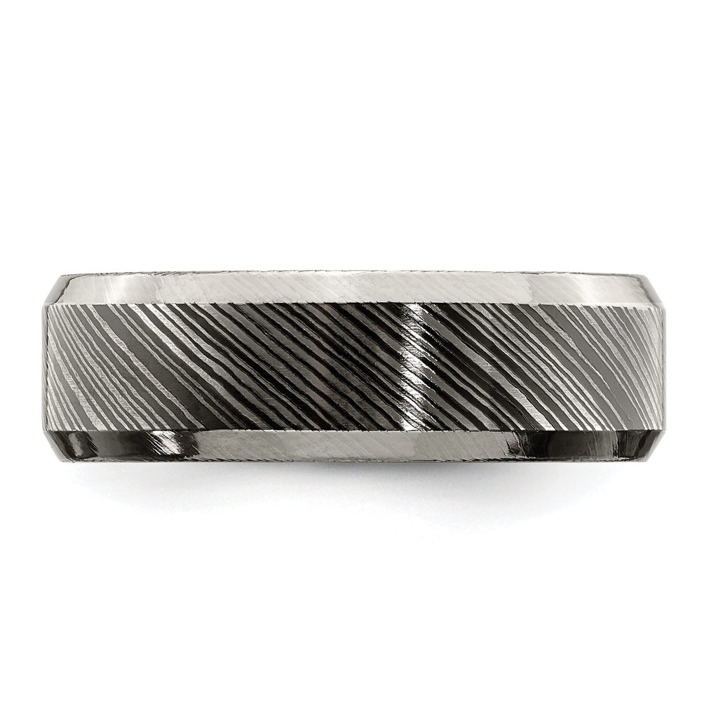 Beveled-Edge Comfort-Fit Wedding Band in Titanium, 7mm
