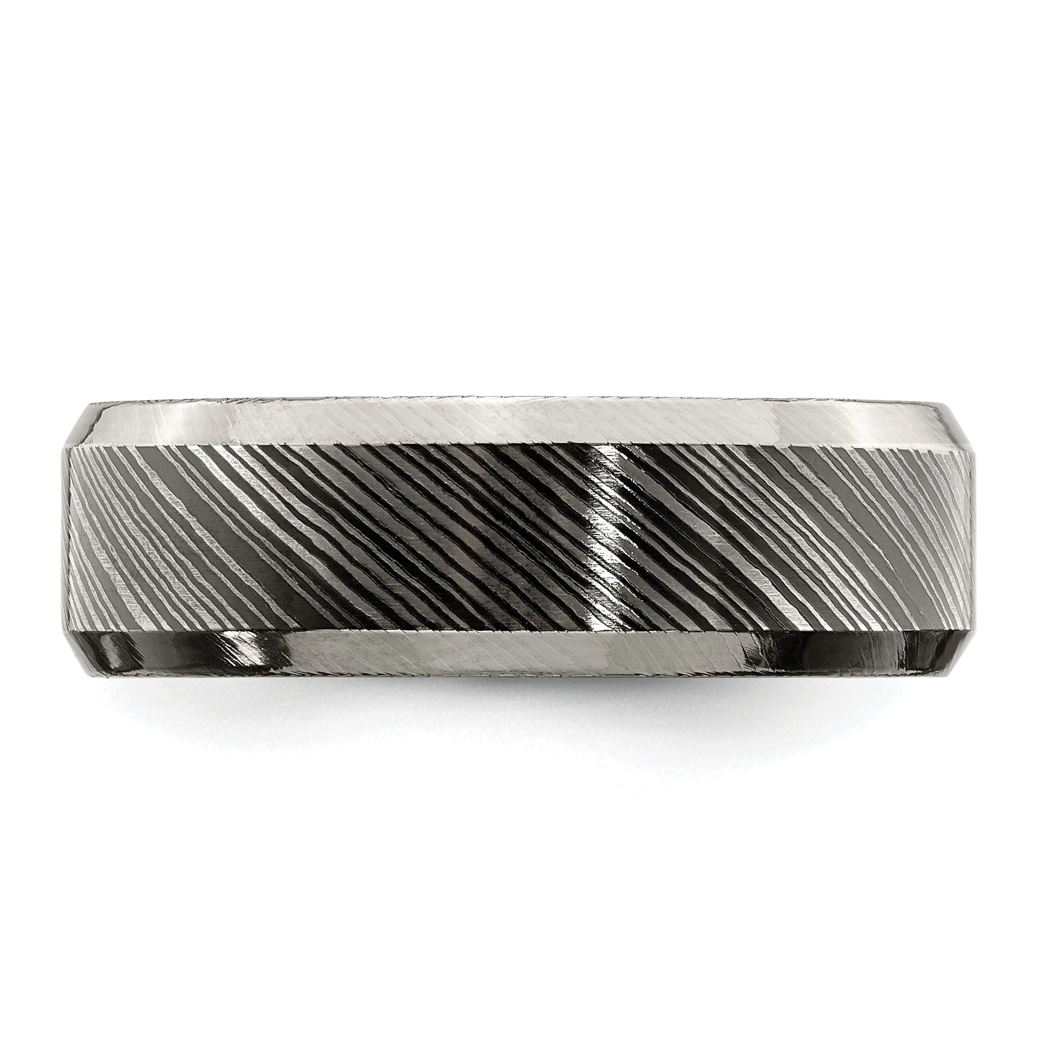 Beveled-Edge Comfort-Fit Wedding Band in Titanium, 7mm