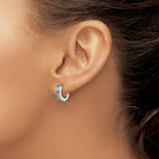 Titanium Polished & Brushed Huggie Hoop Earrings for Women