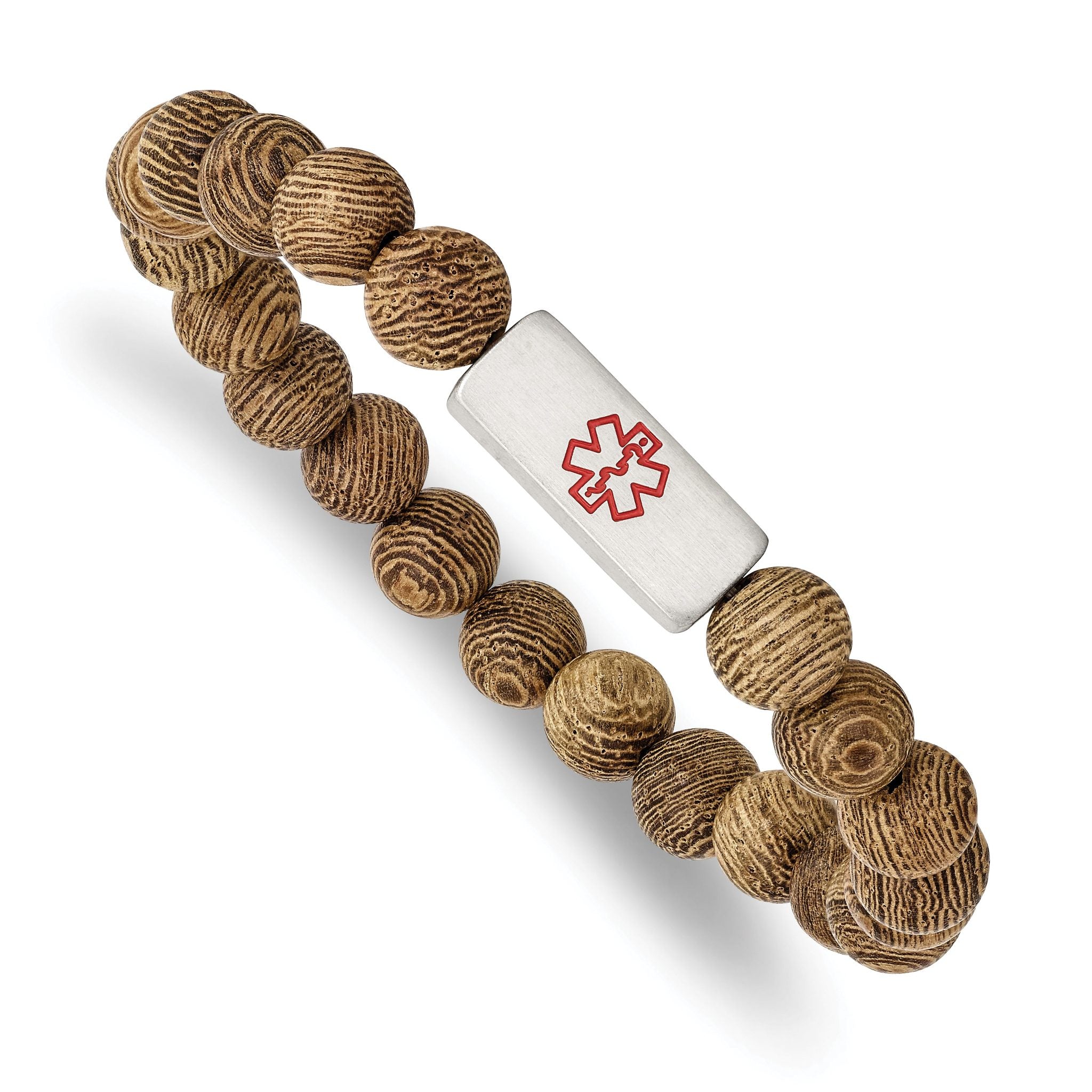 Stainless Steel Brushed with Enamel Medical ID Wenge Wood Bracelet Main image