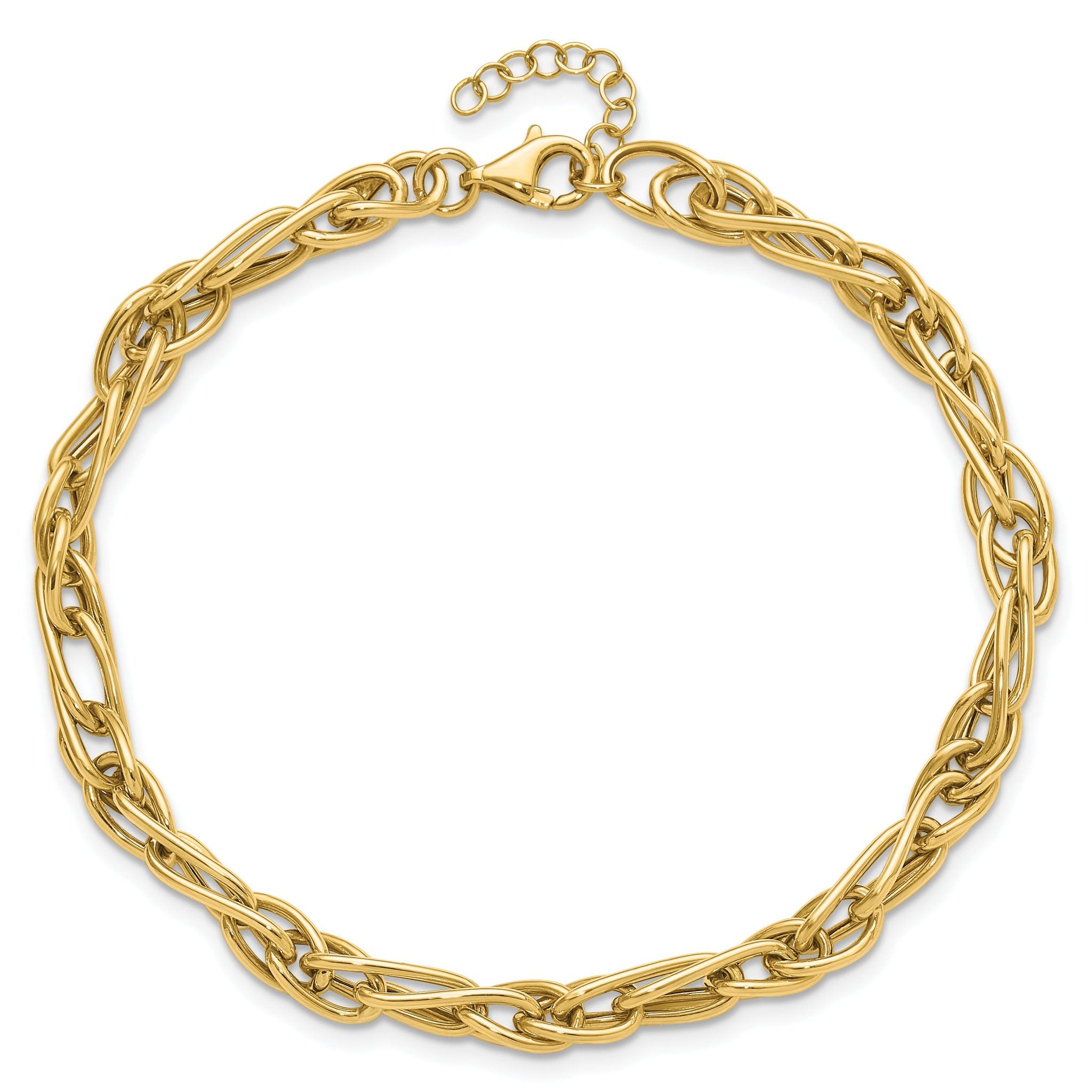 10K Polished Fancy Link w/1in ext. Bracelet
