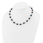 14k White Gold Black and White Semi-Round Freshwater Cultured and Mirror Bead 18 inch Necklace