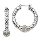 Shey Couture Sterling Silver 14K Gold Antique Diamond Hoop Earrings