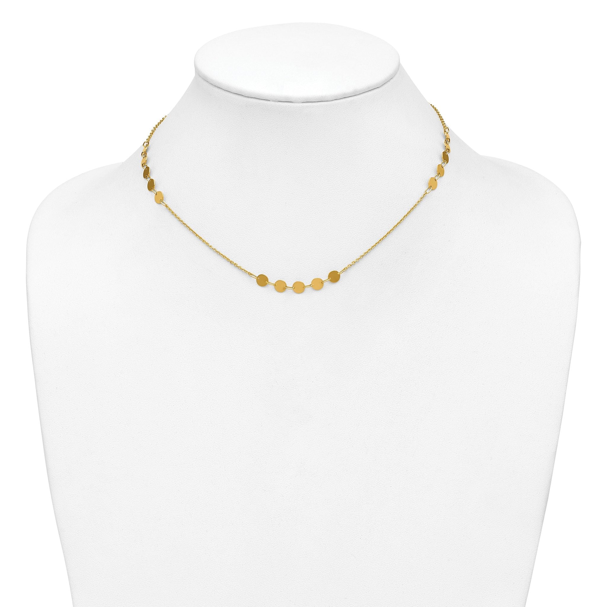 14K Polished Circle Disc w/2in ext. Necklace