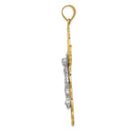 14K Tri-Color Gold Crucifix Pendant with Diamond-Cut Detailing, 61mm
