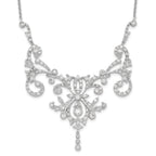 Cheryl M Sterling Silver Rhodium-plated Brilliant-cut CZ Bezel Fancy Scroll 17 Inch Necklace with 2 Inch Extender