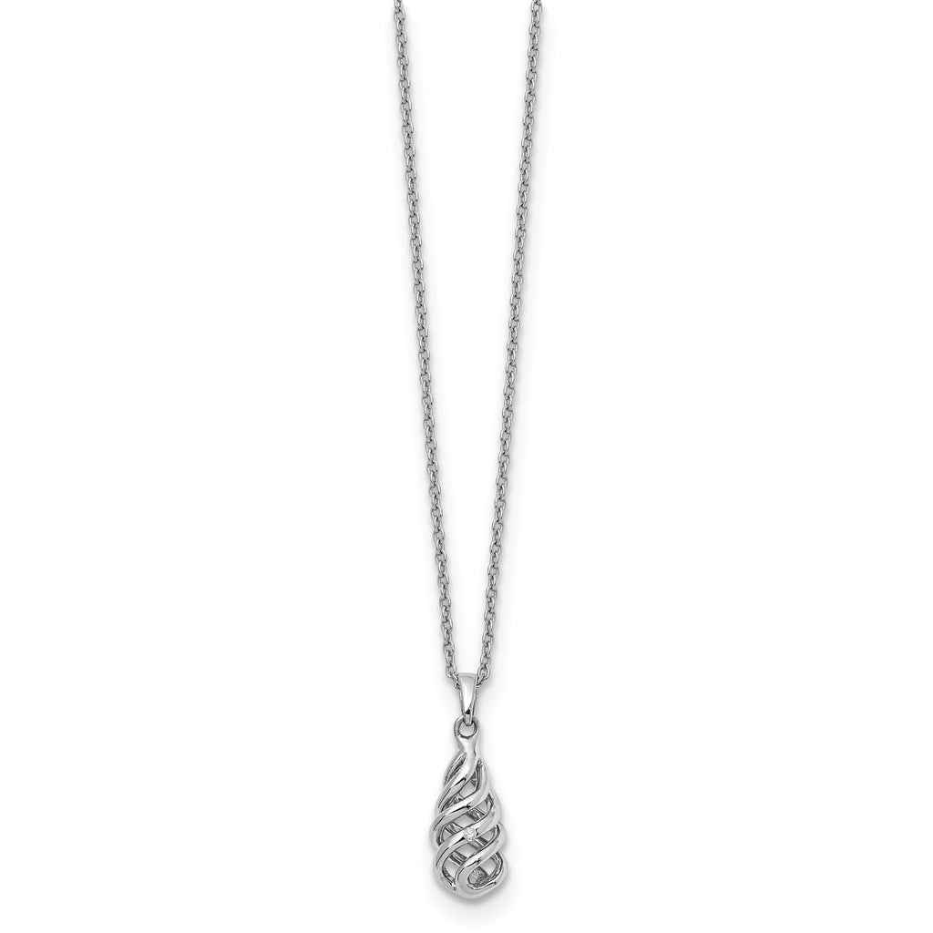 Sophia Jewelers Sterling Silver Diamond Spiral Necklace with Rhodium Finish, Gift Ready
