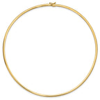 14k Polished 3mm Standard Weight 18 inch Domed Omega Necklace