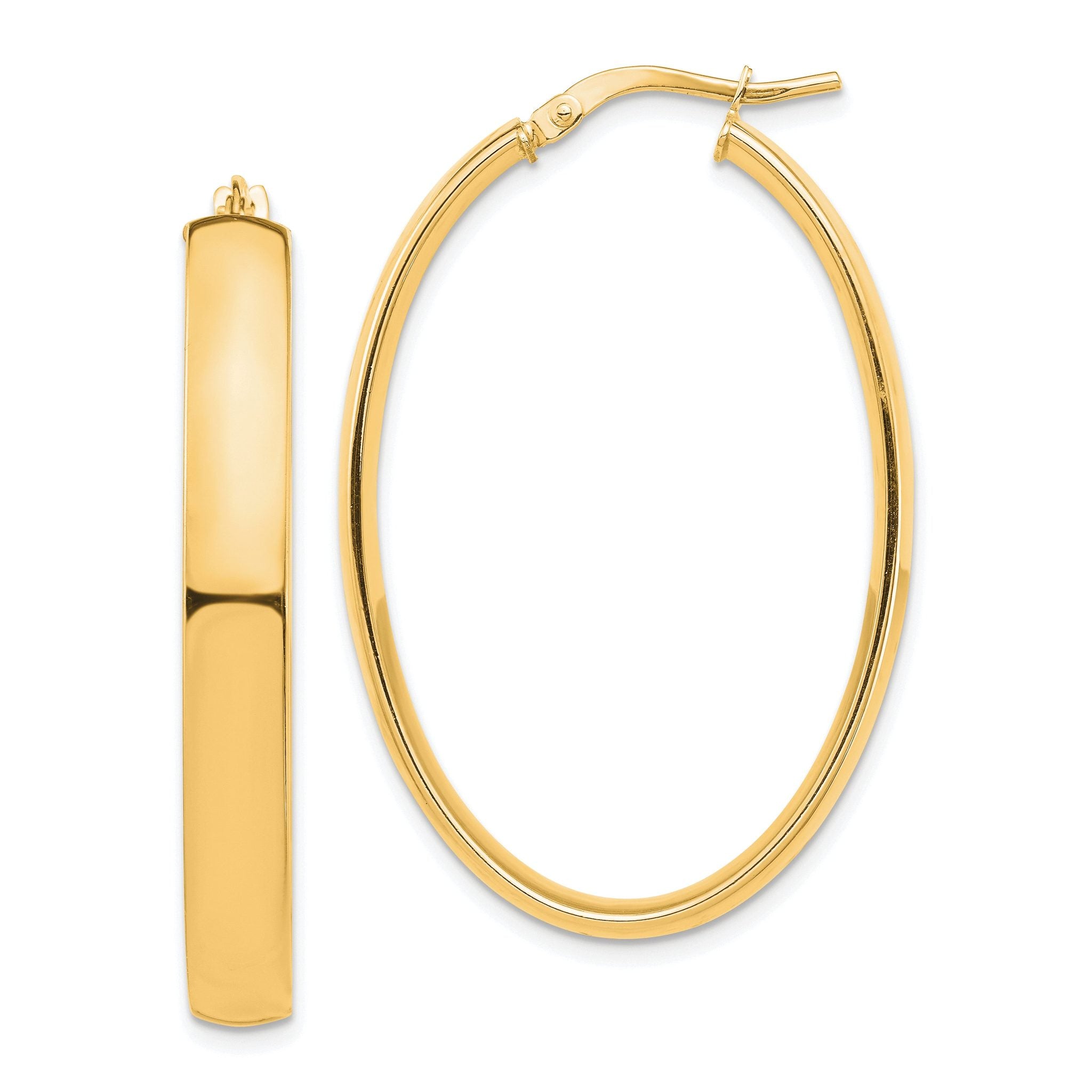 14k High Polished 5mm Oval Hoop Earrings Main image