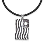 Sentimental Expressions Sterling Silver Rhodium-plated Waves Of Pride 22in Rubber Cord with 2in ext Necklace