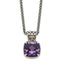 Shey Couture Sterling Silver with 14K Accent 18 Inch Antiqued Cushion Checkerboard Amethyst Necklace