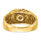 14k Two-tone Men's Polished and Nugget Textured Round 1/2 Carat AA Quality Diamond Cluster Ring