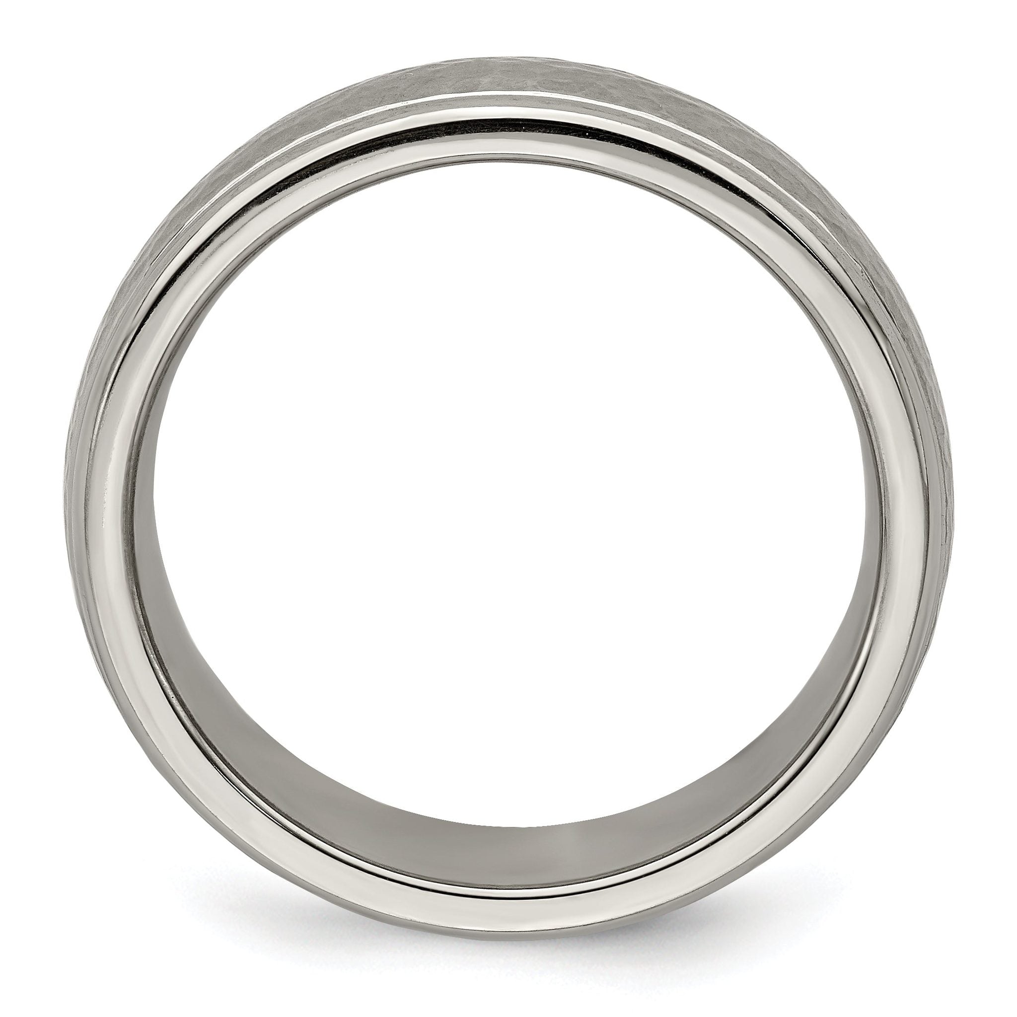 Edward Mirell Titanium Brushed & Polished Hammered 7mm Band Secondary image