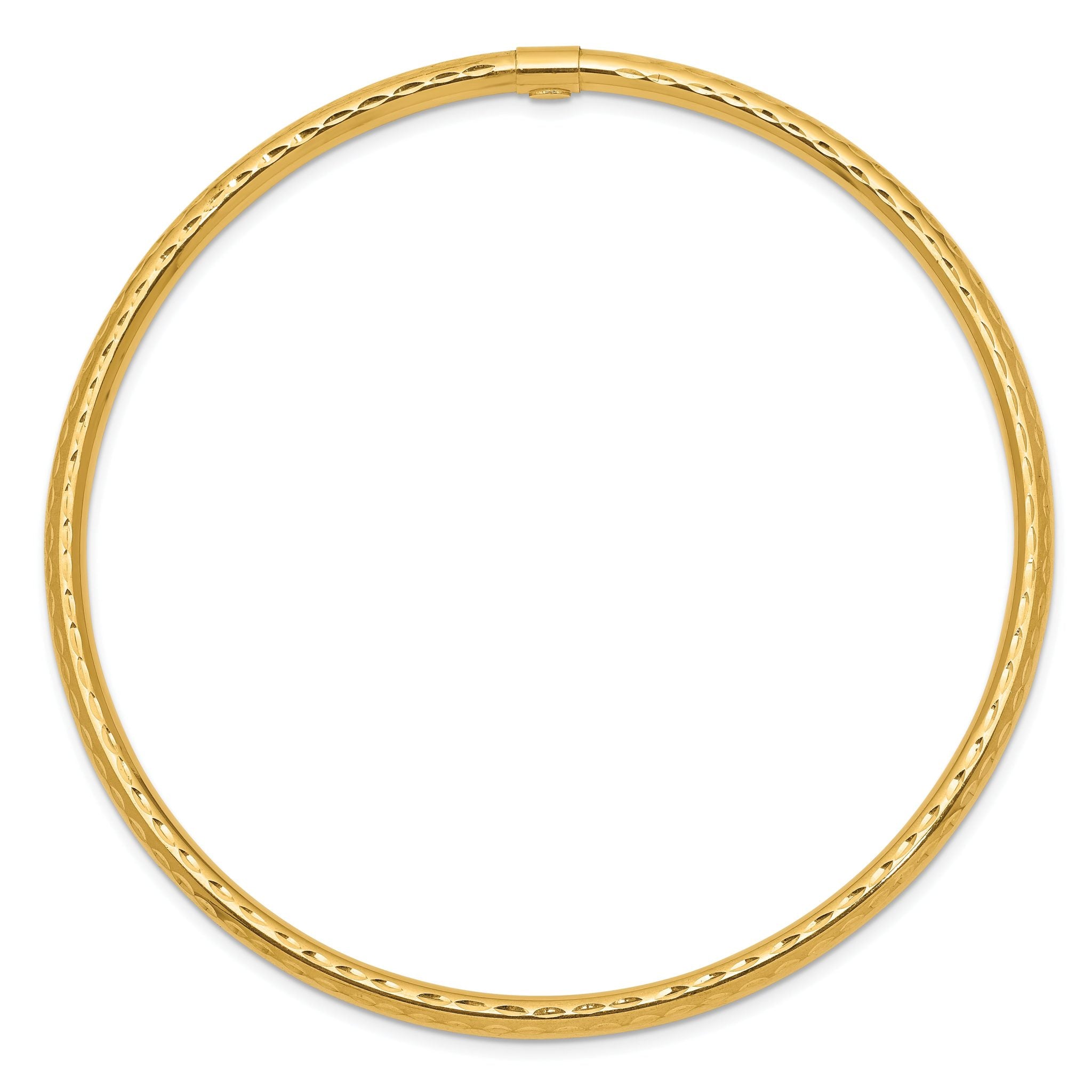 14K Gold Diamond-Cut Slip-On Bangle for Women Secondary image