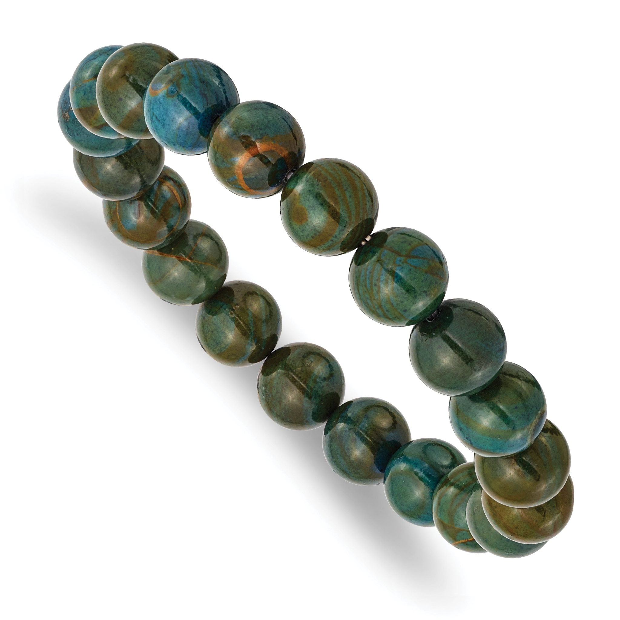 10mm Green Eye Agate Beaded Stretch Bracelet