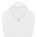 Sterling Silver Rhodium-plated Polished Butterfly Dangle Paperclip Link 16 Inch with 2 Inch Extension Necklace