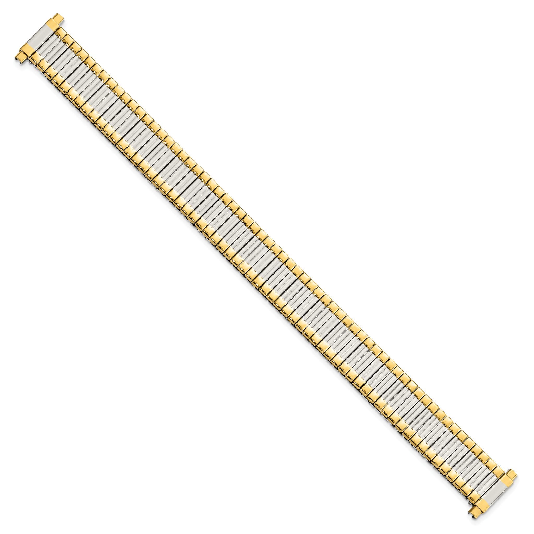 Ladies Long 12-16mm Two-tone IP-plated Stainless Steel 6.75 inch Expansion Watch Band Secondary image