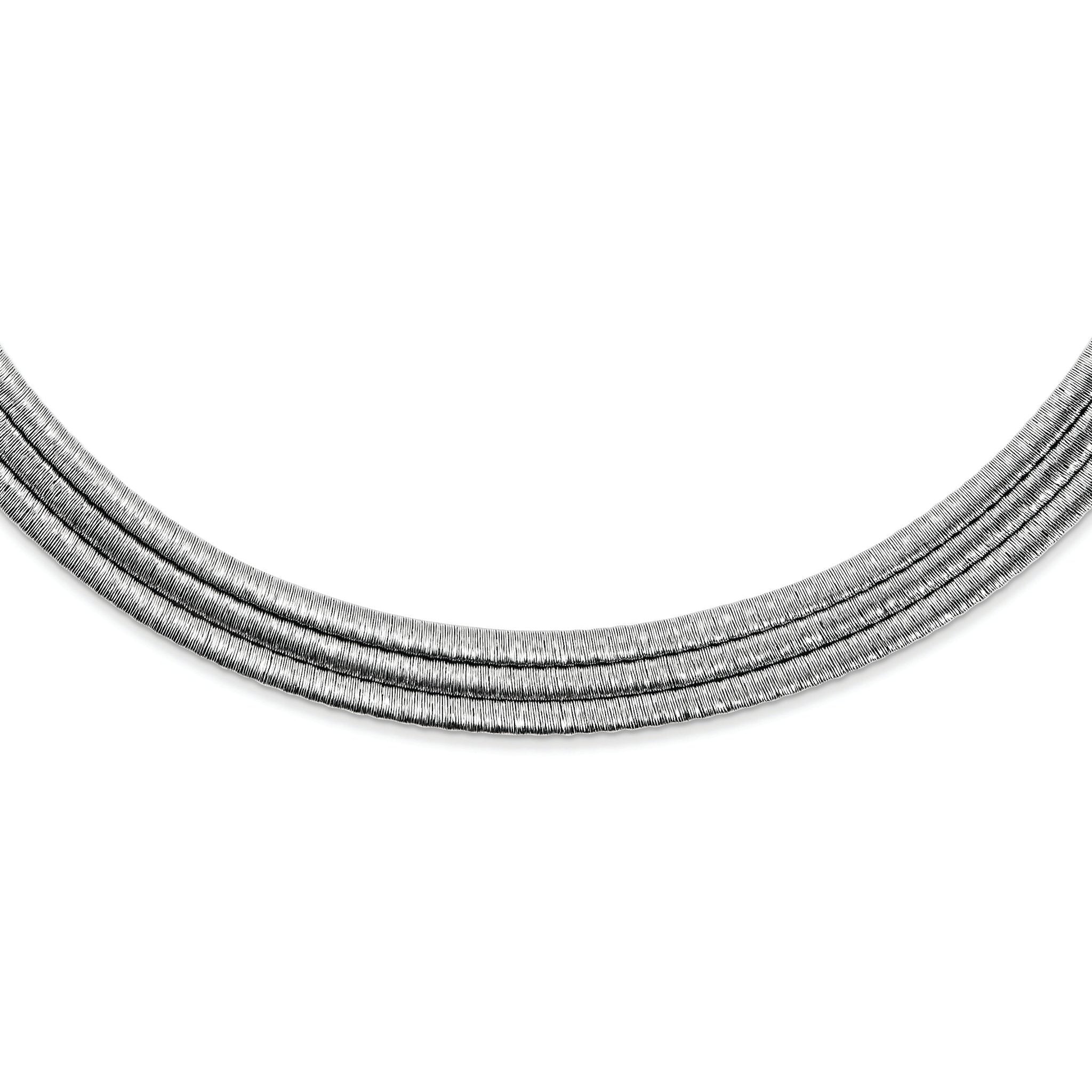 Three-Row Rhodium-Plated Necklace in Sterling Silver Main image