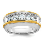 14k Two-tone Mens Polished Channel-set 5-Stone 1.5 Carat AA Diamond Ring